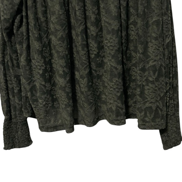 Deletta ANTHROPOLOGIE Olive Green Lace Long Sleeve Mock Neck Top - Picture 7 of 13